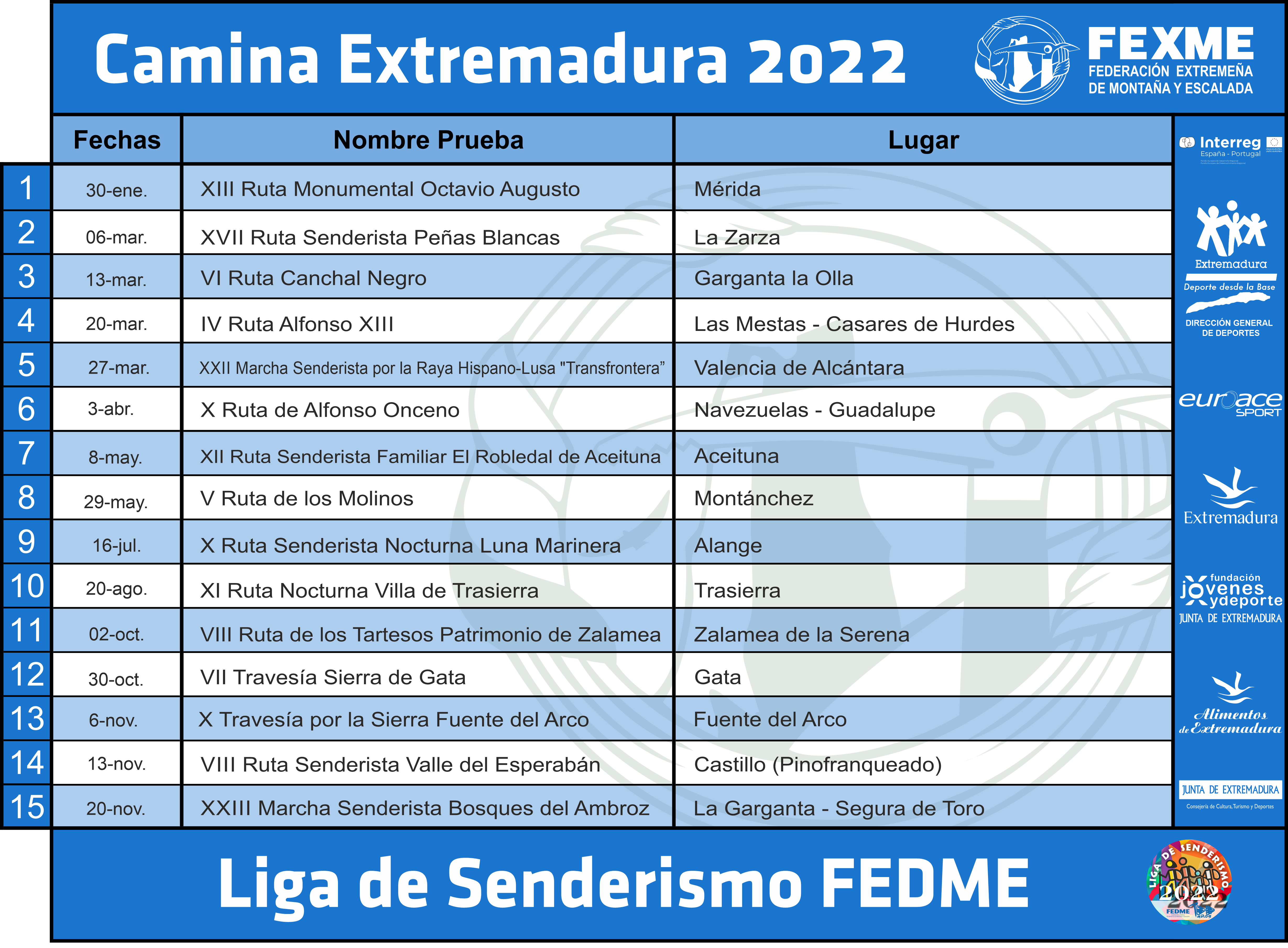 Calendario de actividades 2022