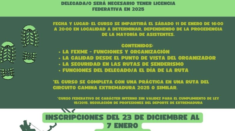 Curso de Delegado/a Federativo de Rutas de Senderismo